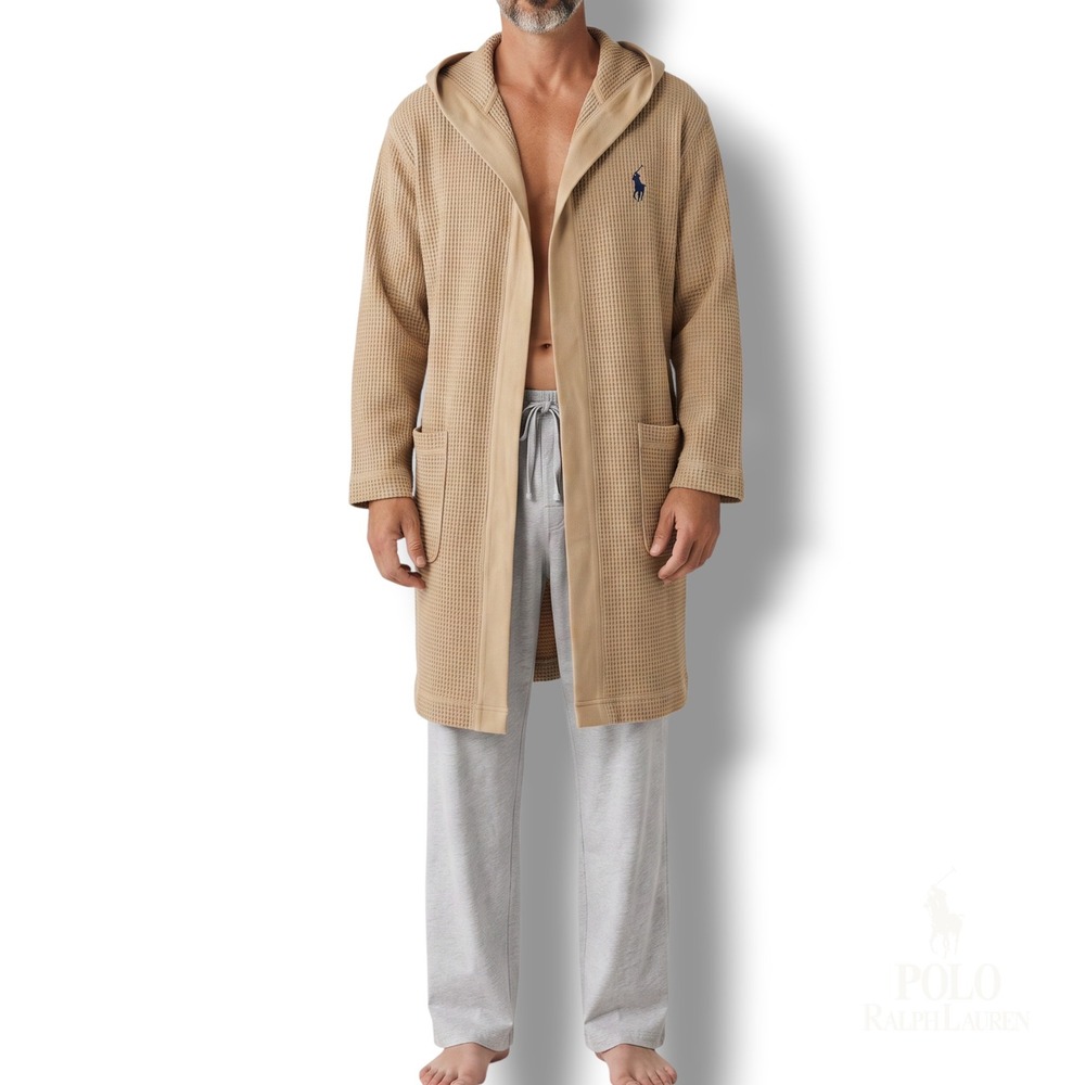 Polo Ralph Lauren Waffle Knit Hooded Robe Pajama Lounge Pants Bundle Mens S/M
